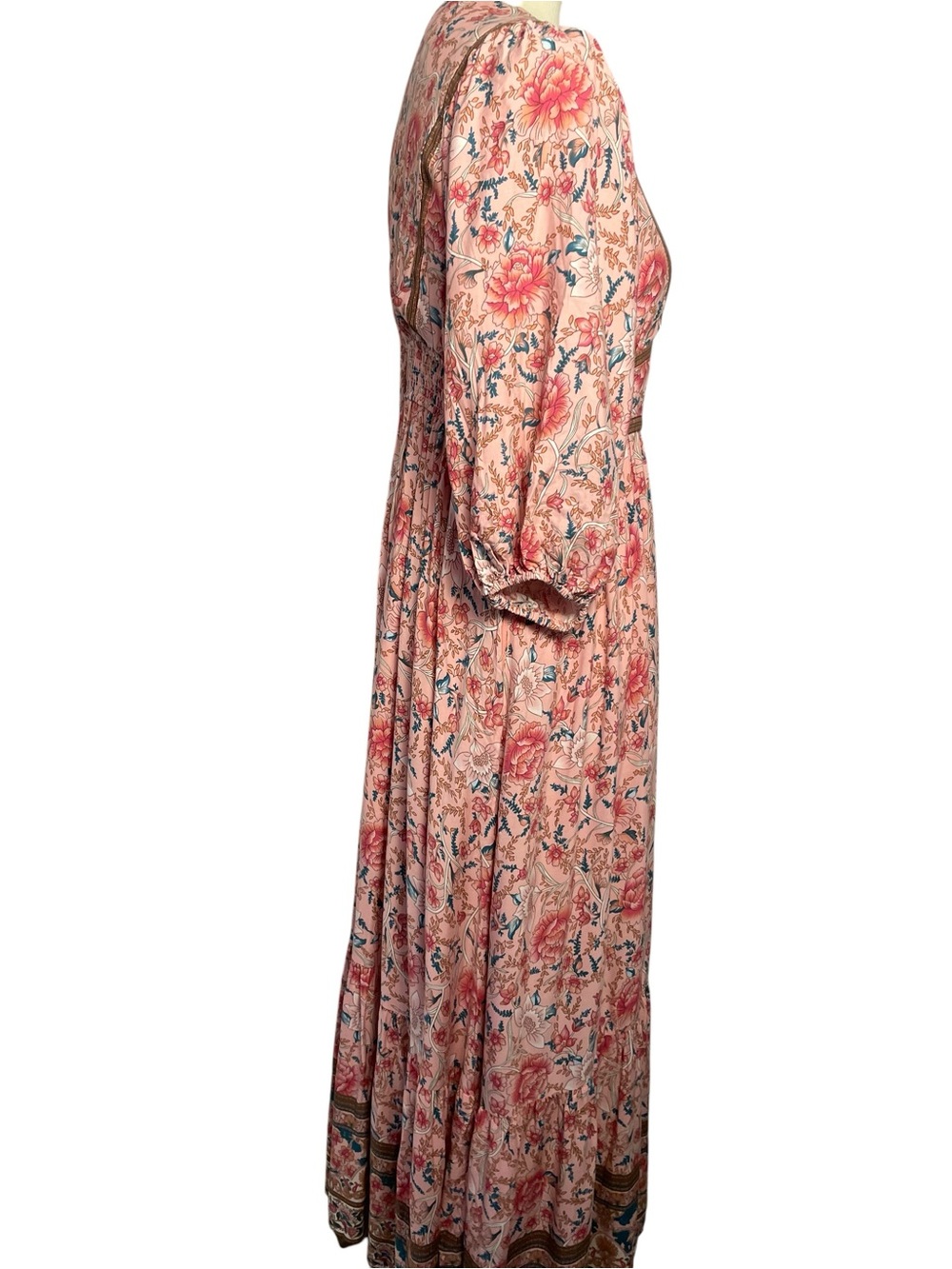 In Loom Coral-Pink Floral Maxi Dress - Picture 3 of 8